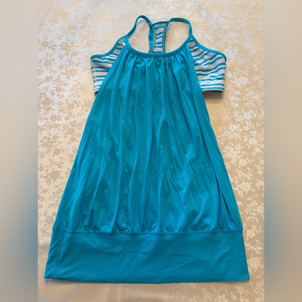 Blue and White Striped Lululemon Racerback top